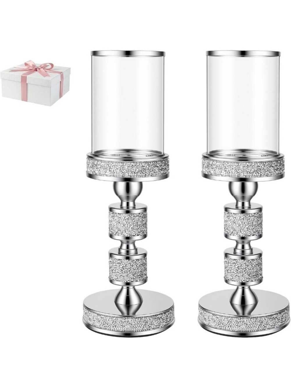 Elegant 13.5" Tall Metal Hurricane Candle Holder for Pillar Candles - Home Decor